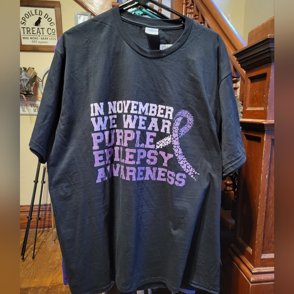 Epilepsy Awareness Month Purple Ribbon 💜 Unisex Cotton T-shirt size XL - Picture 3 of 4